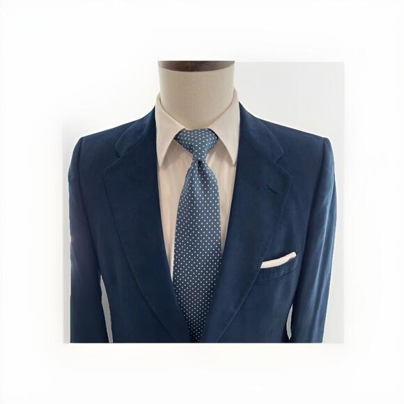 VTG LANVIN OF PARIS MENS FEATHERSUEDE NAVY BLUE 40R BLAZER SPORT COAT VGC!